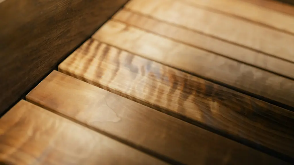 Close-up of rich brown sagwan teak wood planks showing natural grain